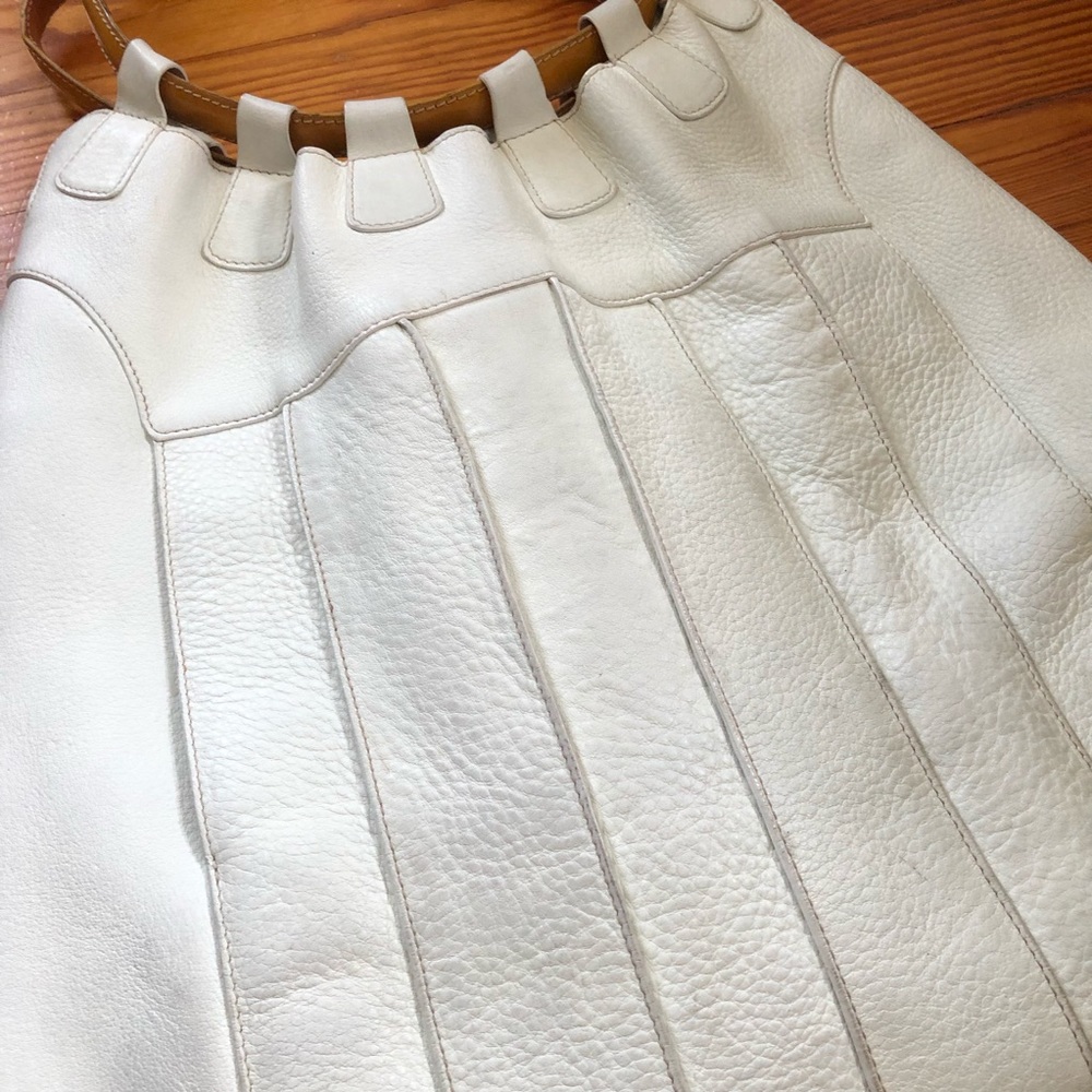 Tusk hand crafted white leather handbag